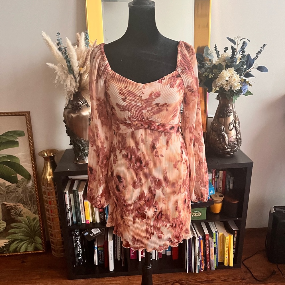 Pink Sweetheart Bell Sleeve Sundress for Wedding Guest